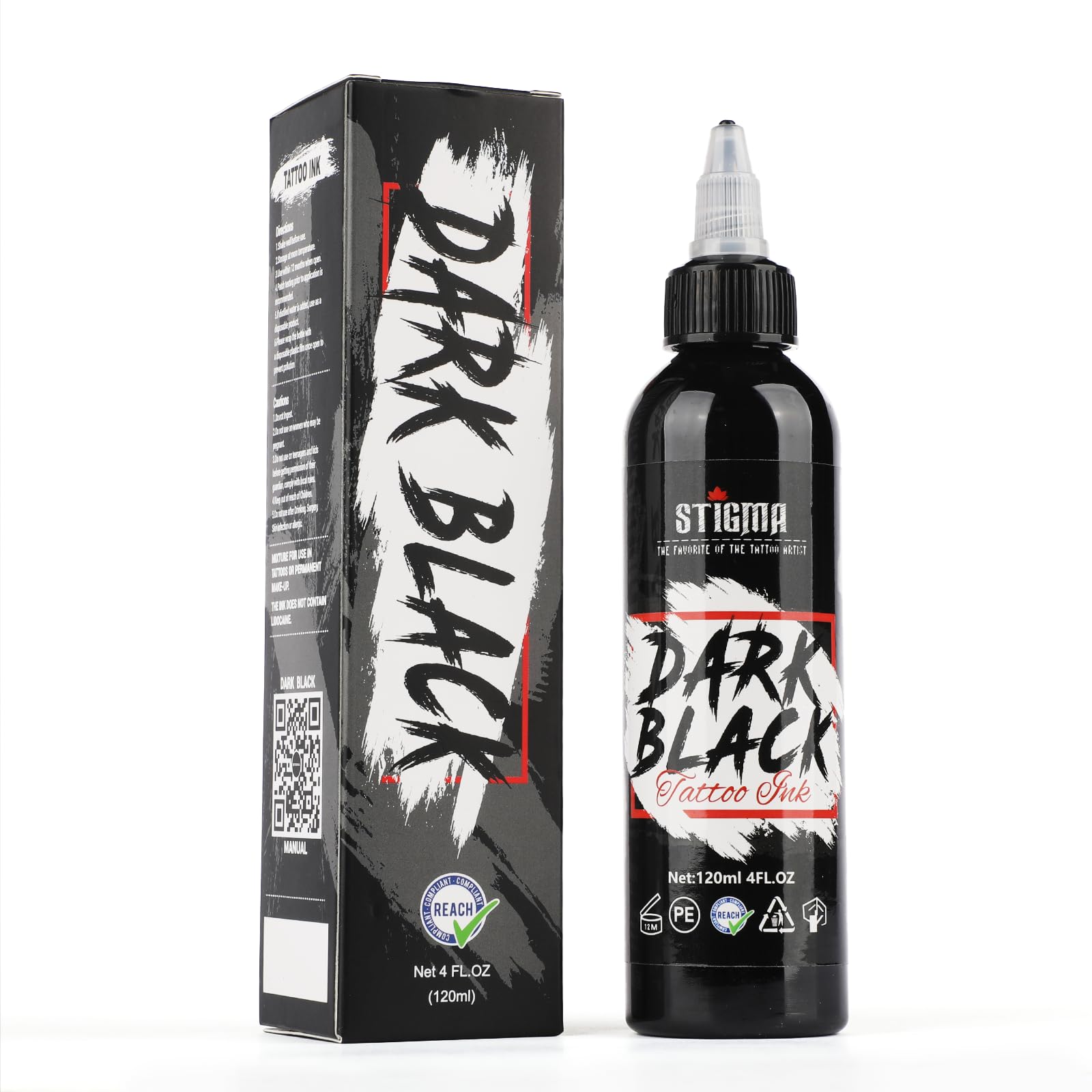 STIGMA Dark Black Tattoo Ink – 4oz Professional Pigment for Lining & Shading
