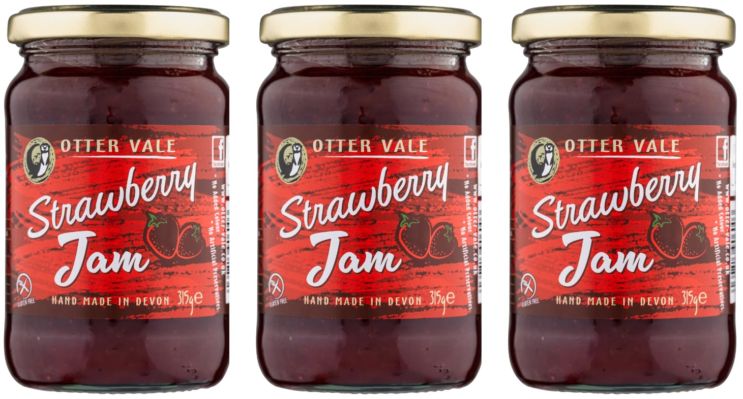 Otter Vale Strawberry Jam – Handmade Devon Fruit Spread, 315g (3 Pack)