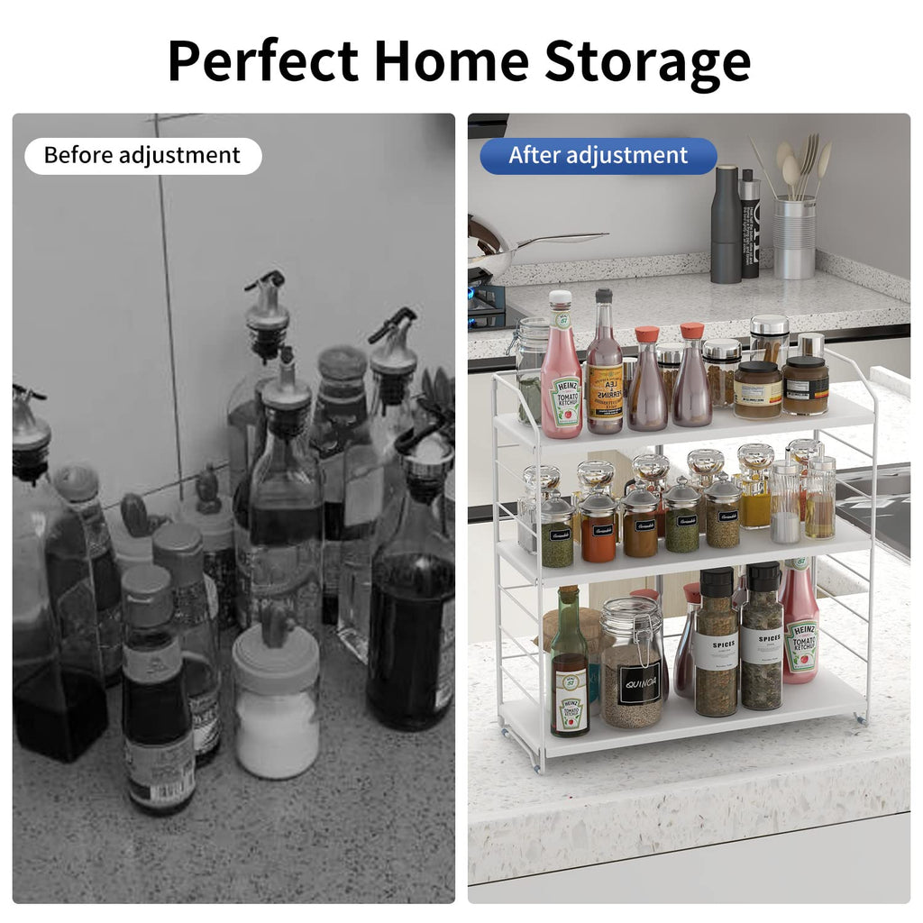 AIRUJIA 3-Tier Spice Rack Organizer – Stainless Steel Kitchen Storage Shelf