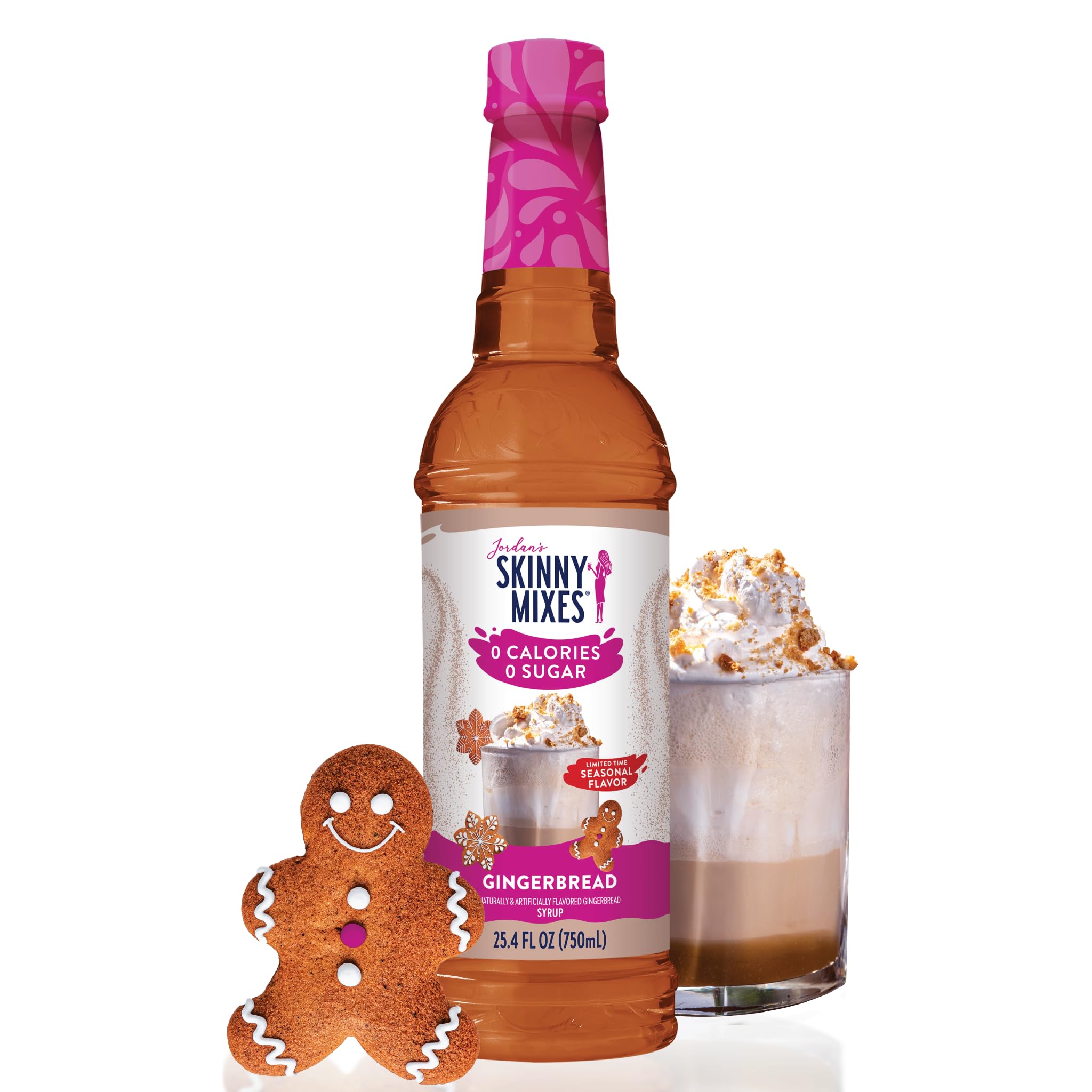 Jordan's Skinny Mixes Gingerbread Latte Syrup | Sugar-Free, 750 mL