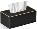 PU Leather Rectangular Tissue Box Cover - Black Pearl