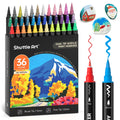 Shuttle Art Dual Tip Acrylic Paint Pens | 36 Colors Fine & Brush Markers