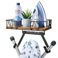 TJ.MOREE Ironing Board Hanger Wall Mount with Wooden Storage Basket