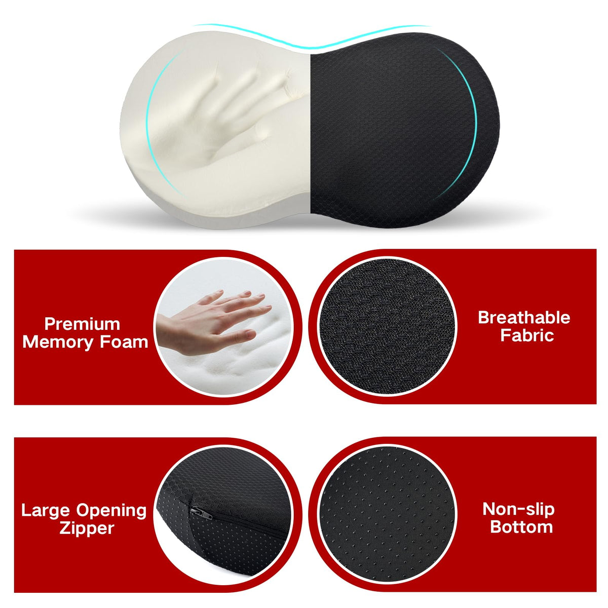 HIAHXC Memory Foam Car Seat Cushion Wedge Driver Cushion for Sciatica - image 4