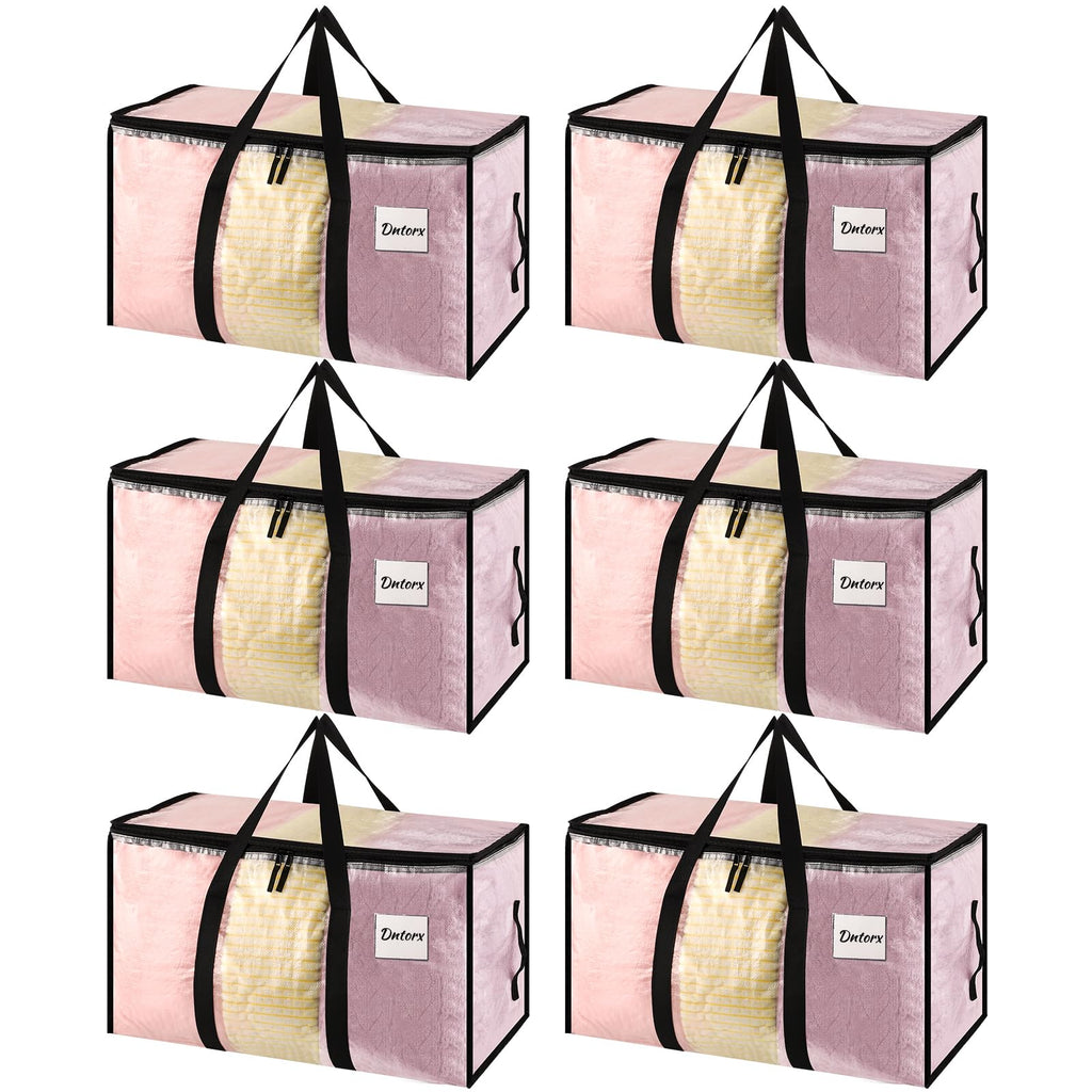 Dntorx 6 Pack Large Moving Bags – Heavy Duty Storage Totes with Lids