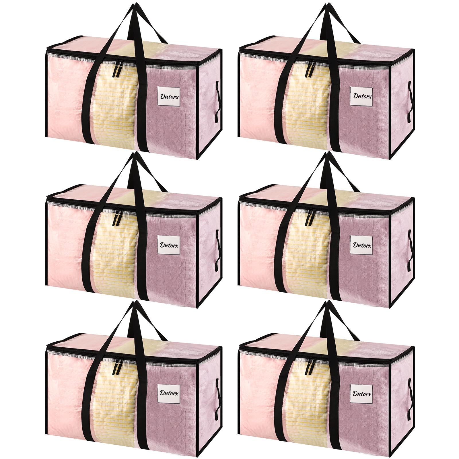 Dntorx 6 Pack Large Moving Bags – Heavy Duty Storage Totes with Lids