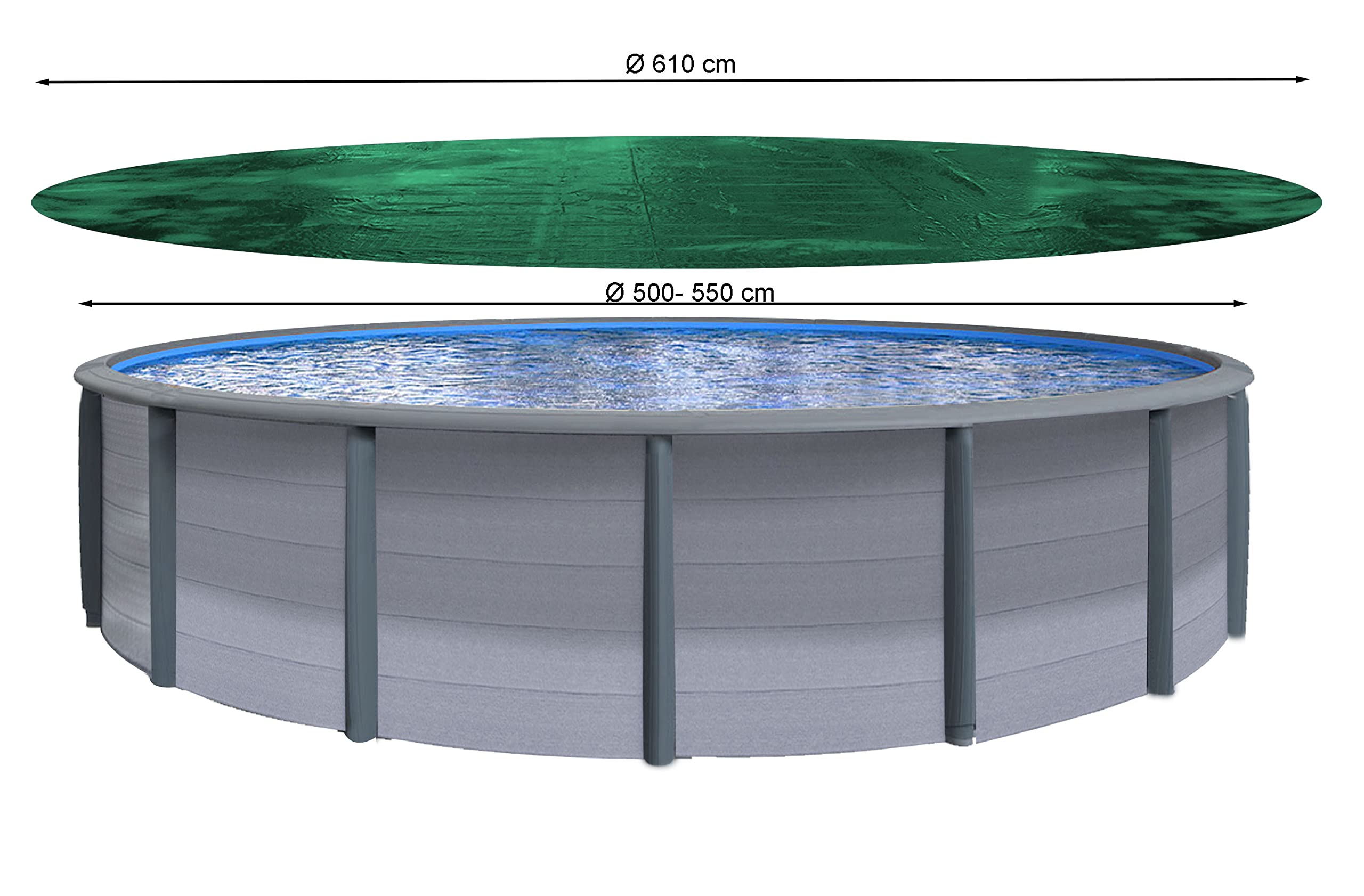 Winter Pool Cover - 18ft Round Green Tarpaulin 180g/m²