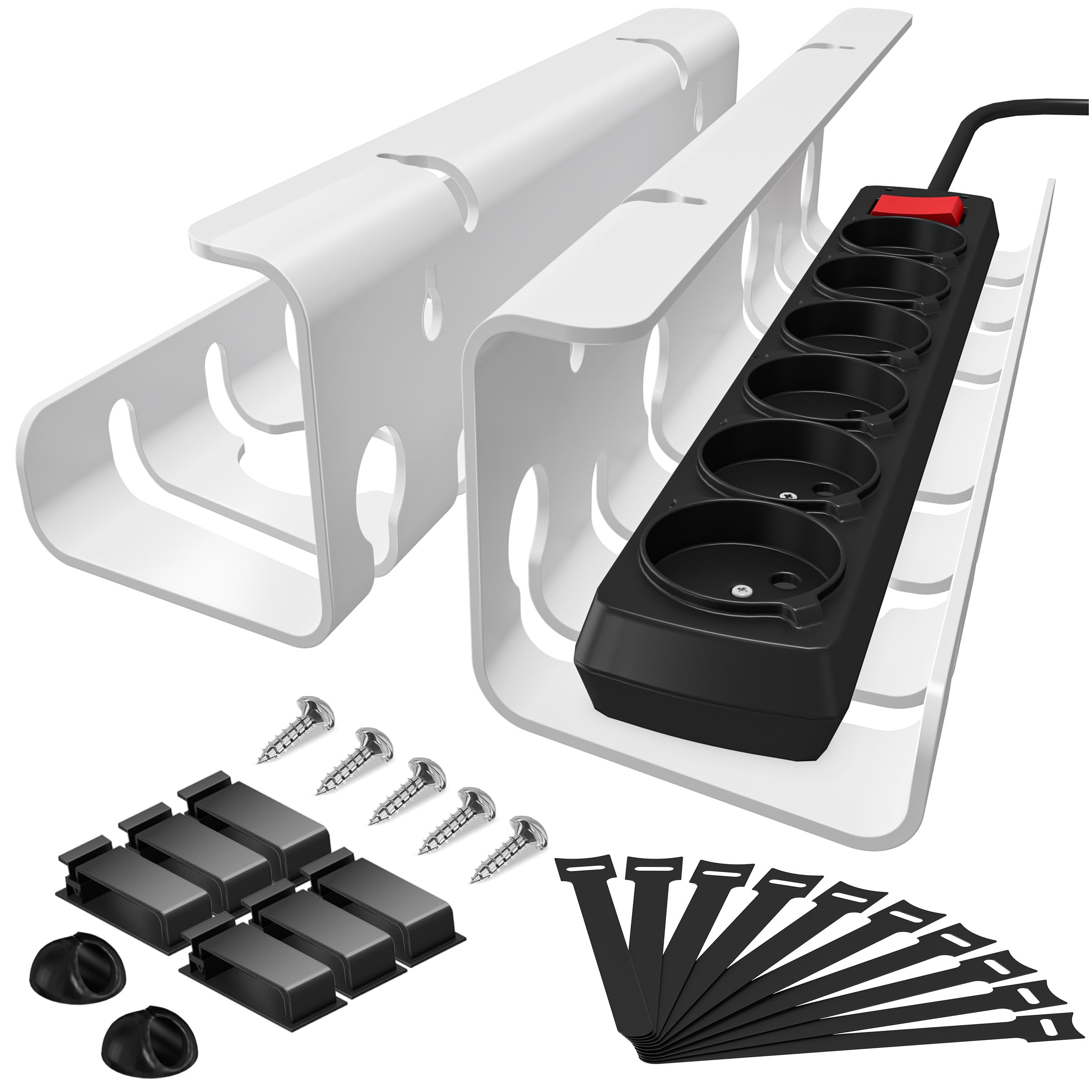 Stainless Steel Desk Cable Tidy Tray - 2-Pack Wire Organizer