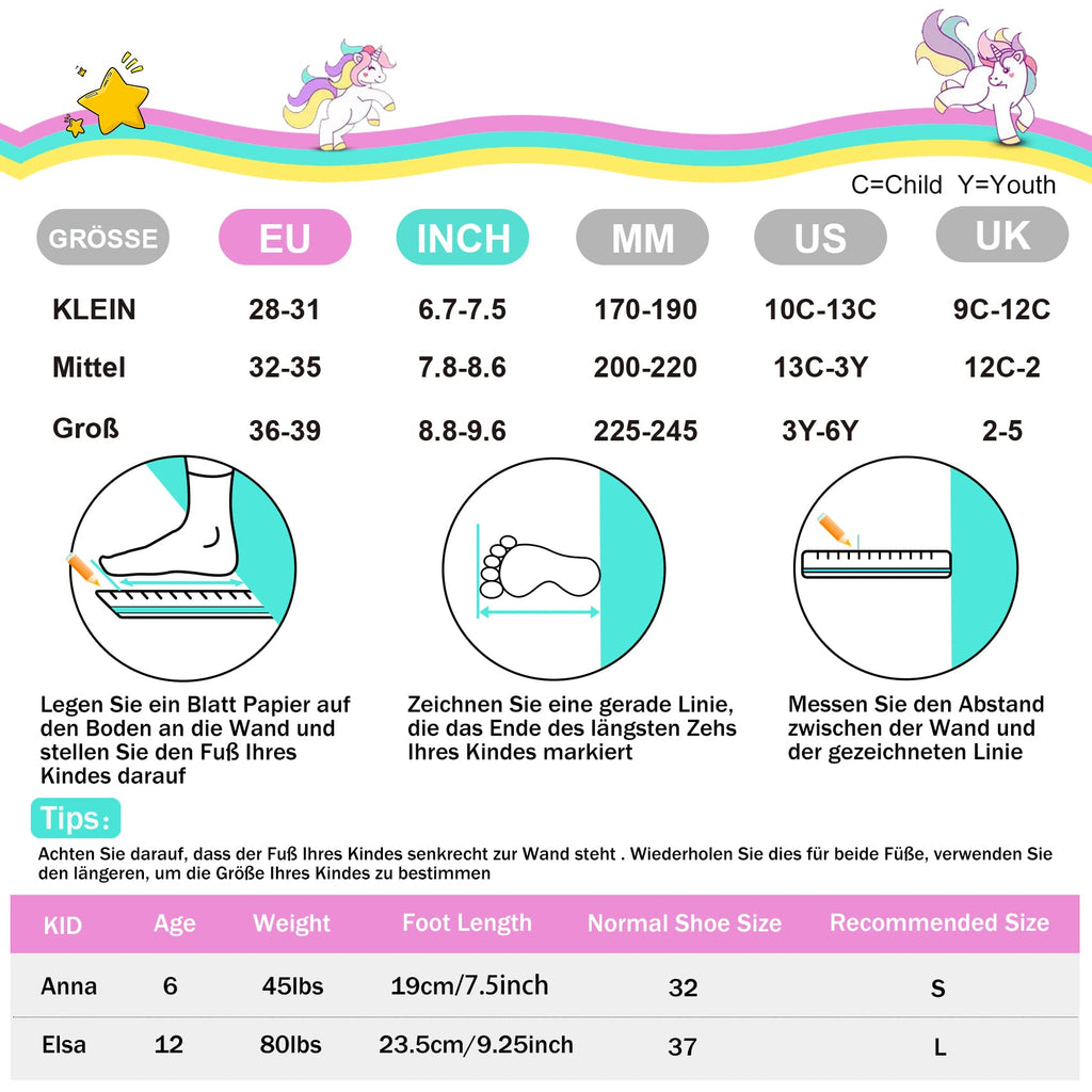 SULIFEEL Rainbow Unicorn Light Up Inline Skates for Kids - Adjustable