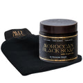 Jolof Store Moroccan Black Beldi Soap & Kessa Glove Set - Argan Oil 200g