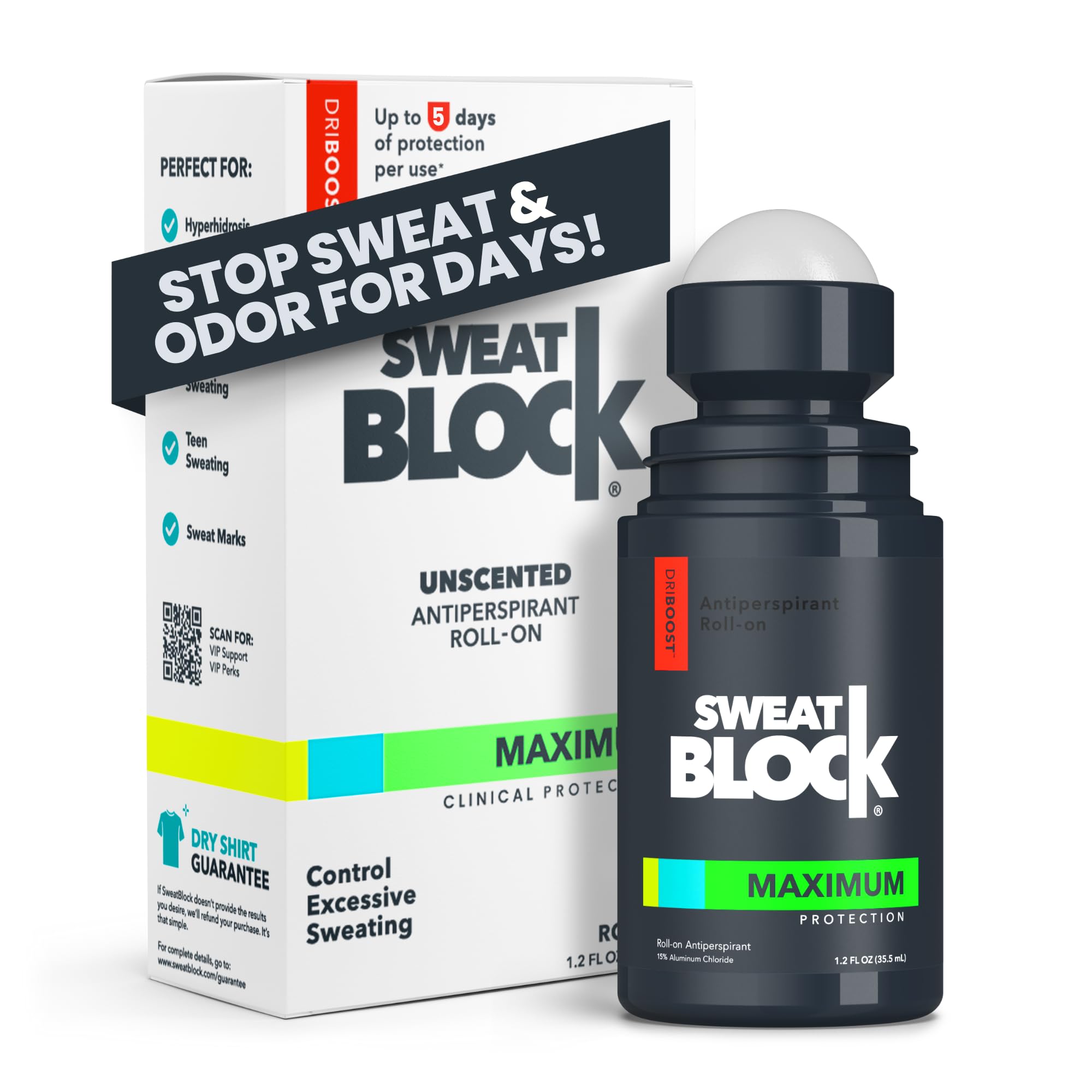 SweatBlock Maximum Clinical Strength Antiperspirant Roll-on for Hyperhidrosis