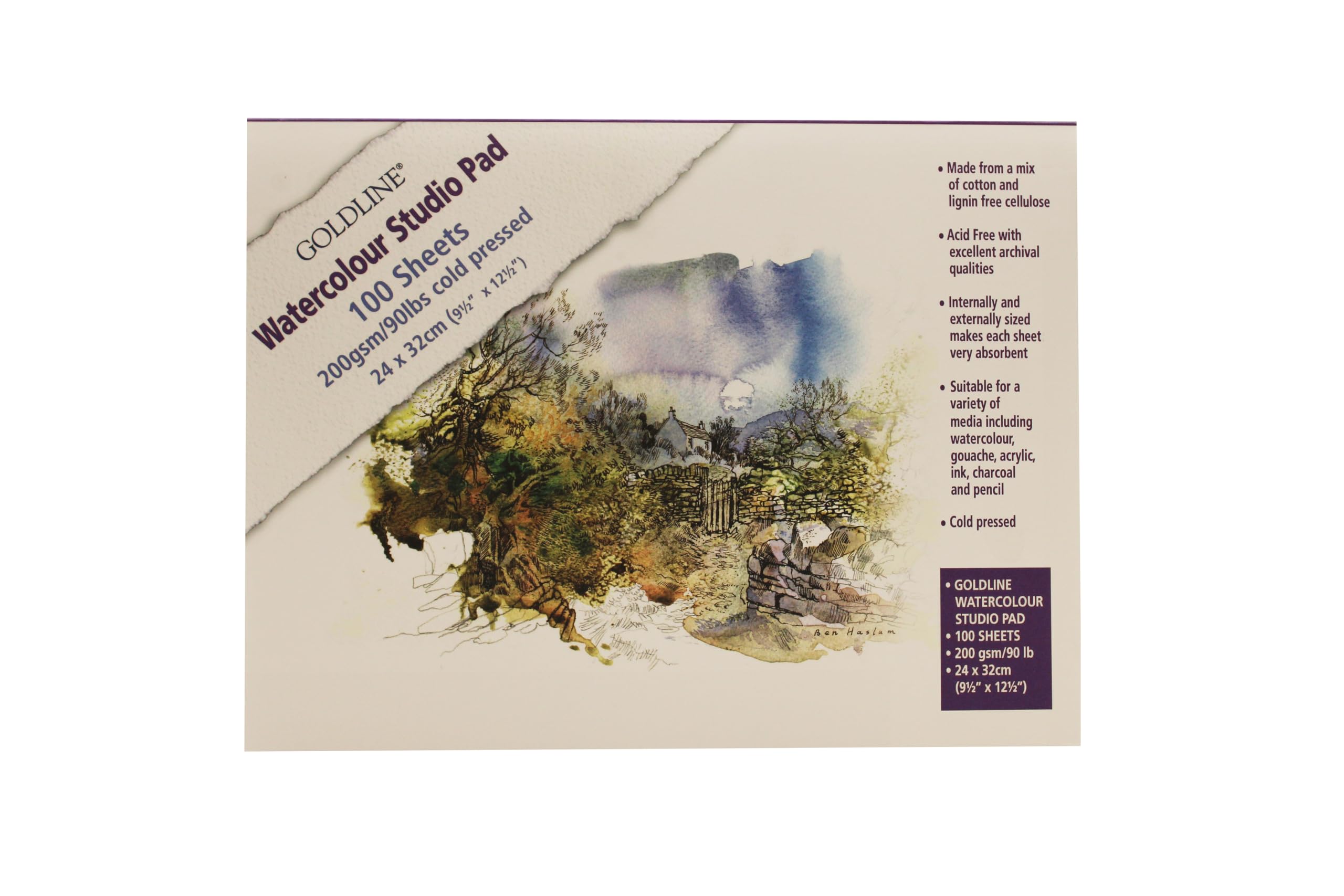Clairefontaine Goldline Watercolour Studio Pad - 200gsm, 100 Sheets