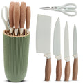 Home Vista 6-Piece Stainless Steel Knife Set with Storage Block – Green