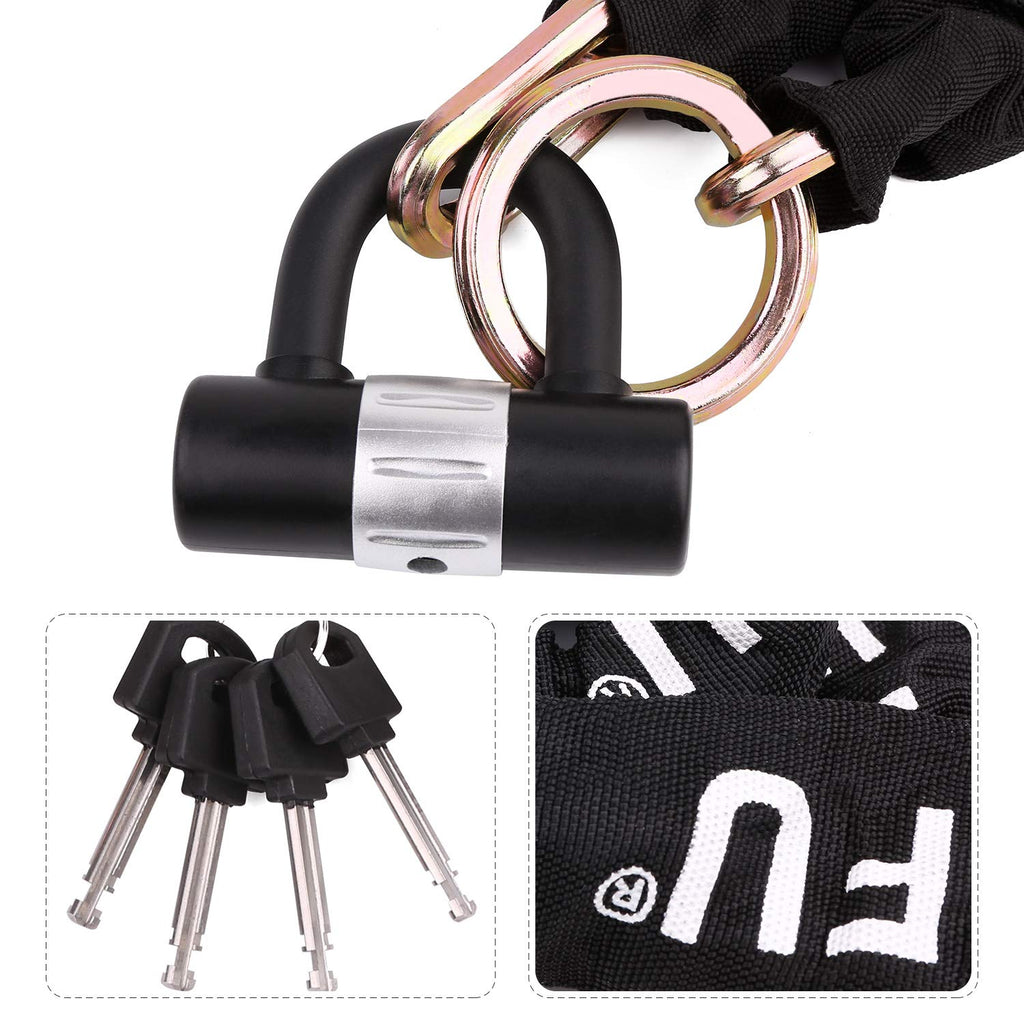 BIGLUFU Heavy Duty Motorcycle Chain Lock | 10mm Cut Proof Steel with U-Lock