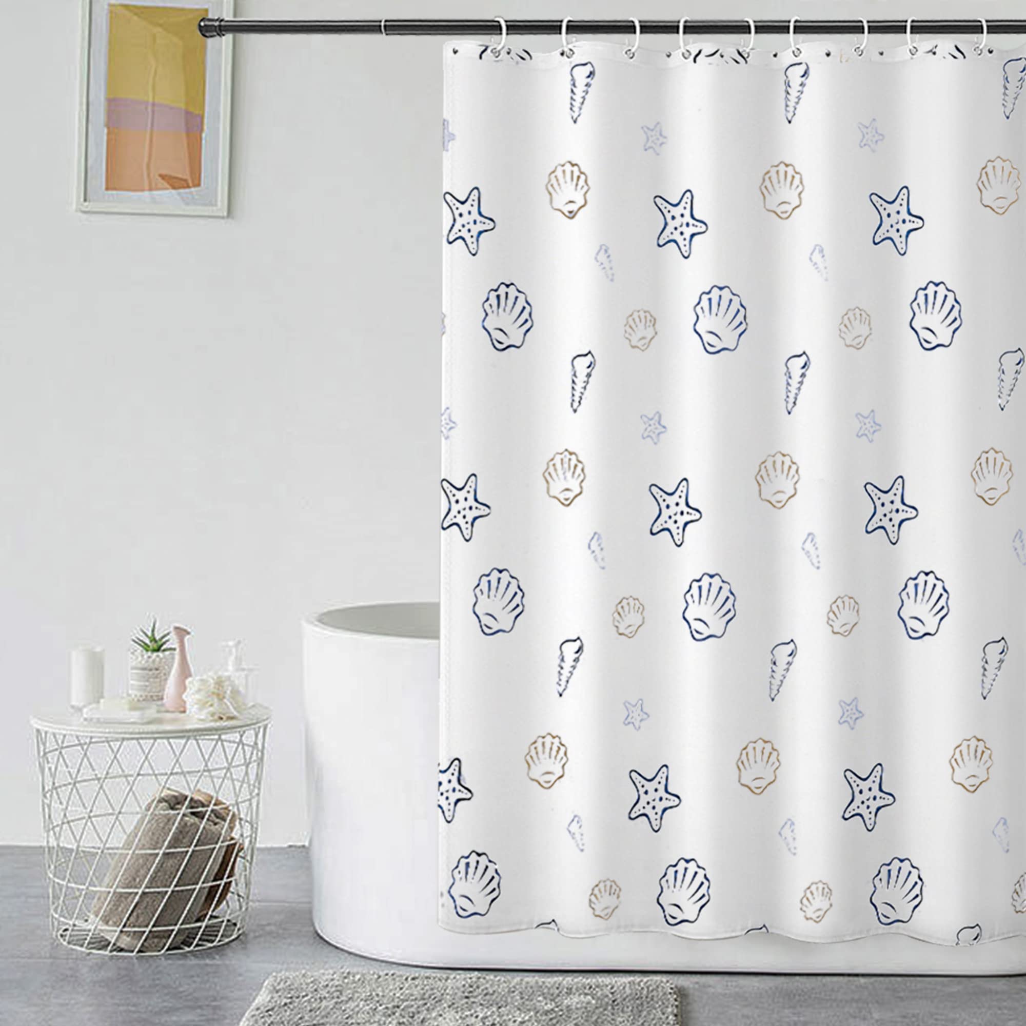 GERUIKE Extra Wide Weighted Shower Curtain | 130GSM Waterproof Polyester
