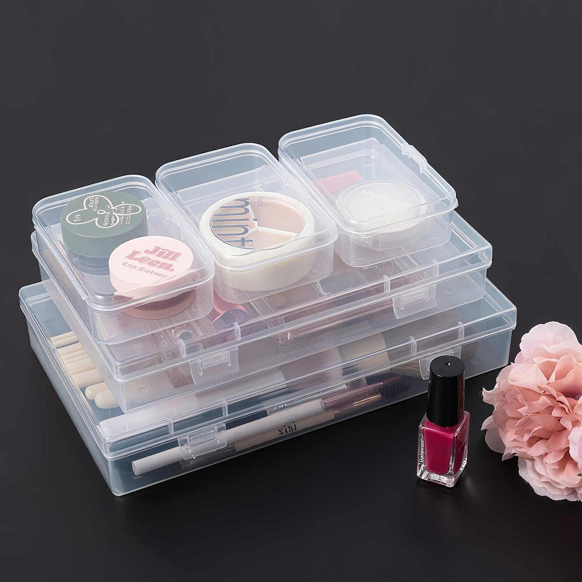 LJY Clear Hinged Storage Boxes, 20 Pack, 3 Mixed Sizes - image 4