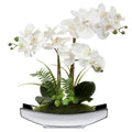 Briful 15" Artificial Phalaenopsis Orchid Bonsai in Silver Pot – Silk Flowers