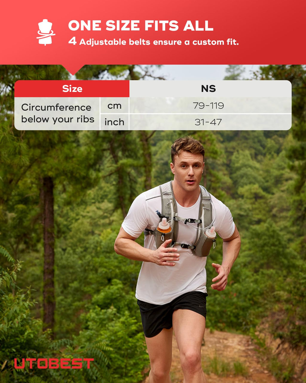 UTOBEST 5L Running Vest | Lightweight Hydration Pack with 1.5L Bladder