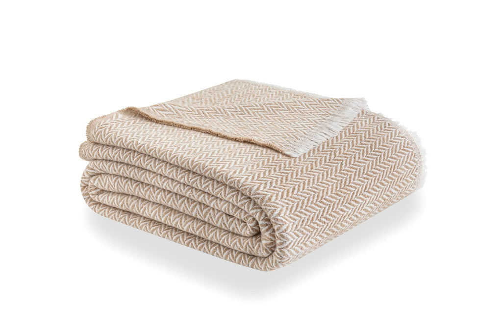 Todocama Extra Soft Cotton Blanket – Herringbone Sofa Cover, Sand Beige