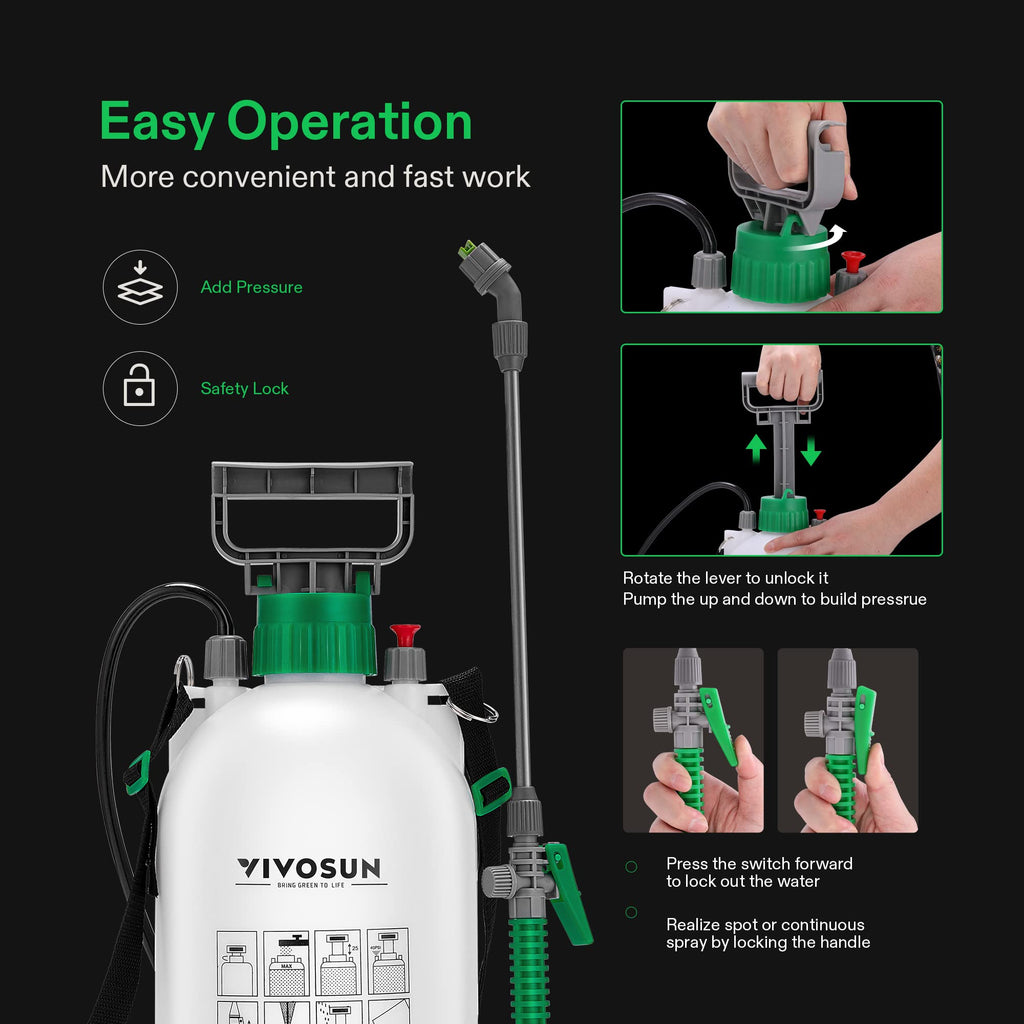 VIVOSUN 1.3 Gallon Pump Pressure Sprayer | 5L Garden Water Spray Bottle