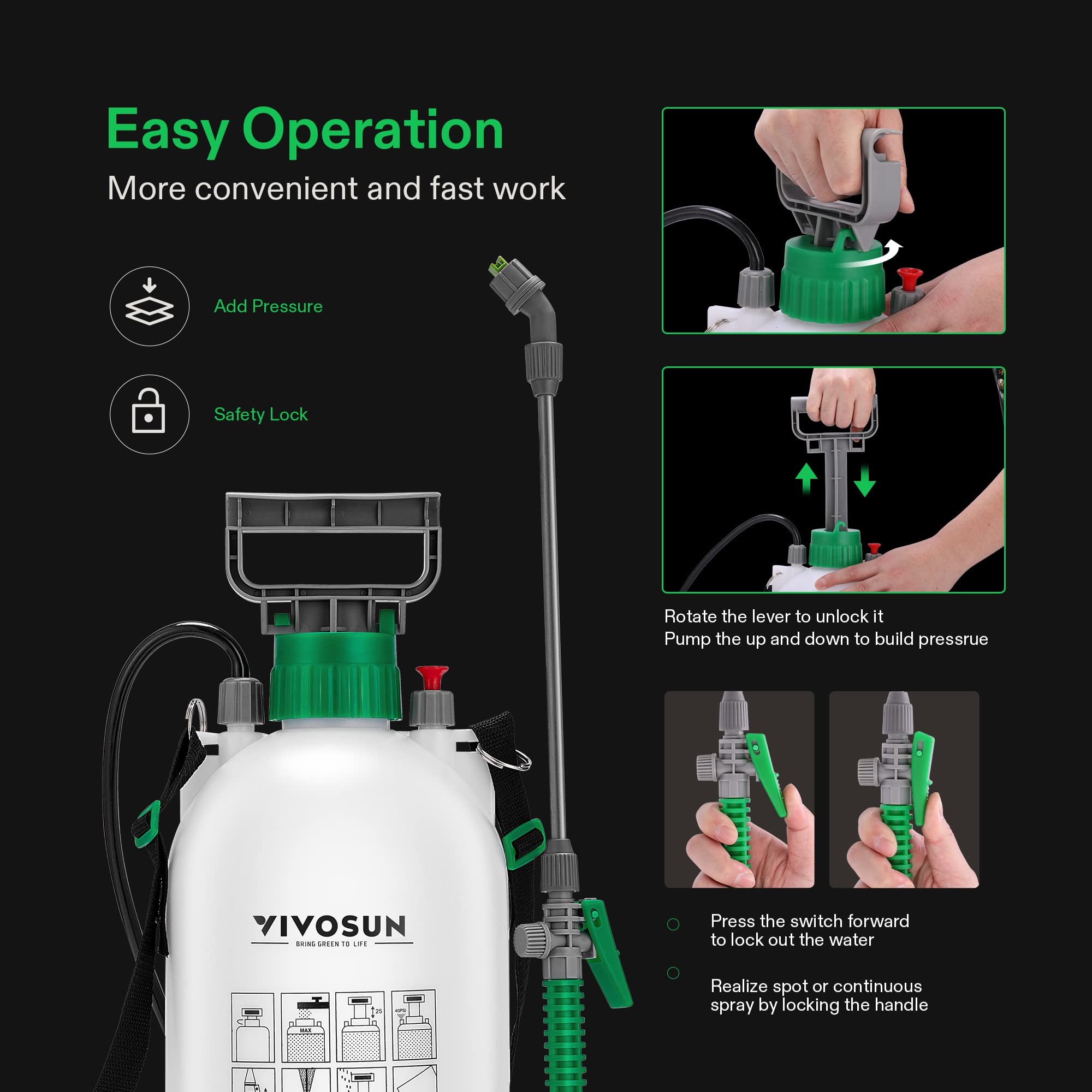 VIVOSUN 1.3 Gallon Pump Pressure Sprayer | 5L Garden Water Spray Bottle