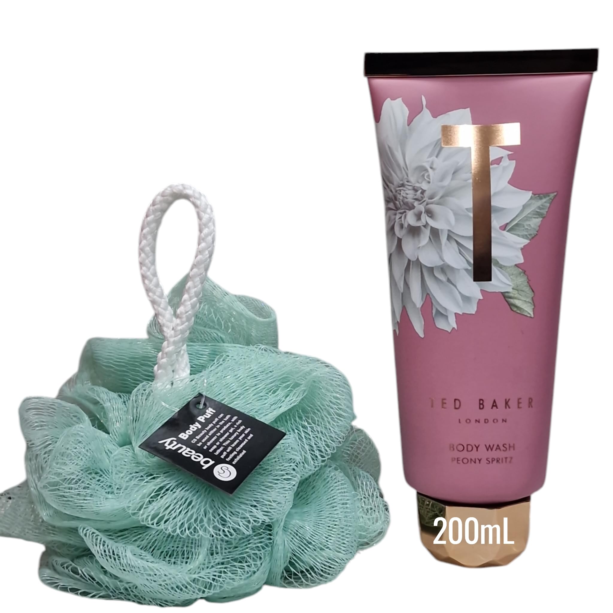 Jolof Store Peony Spritz Body Wash 200ml with Beauty Body Puff Set