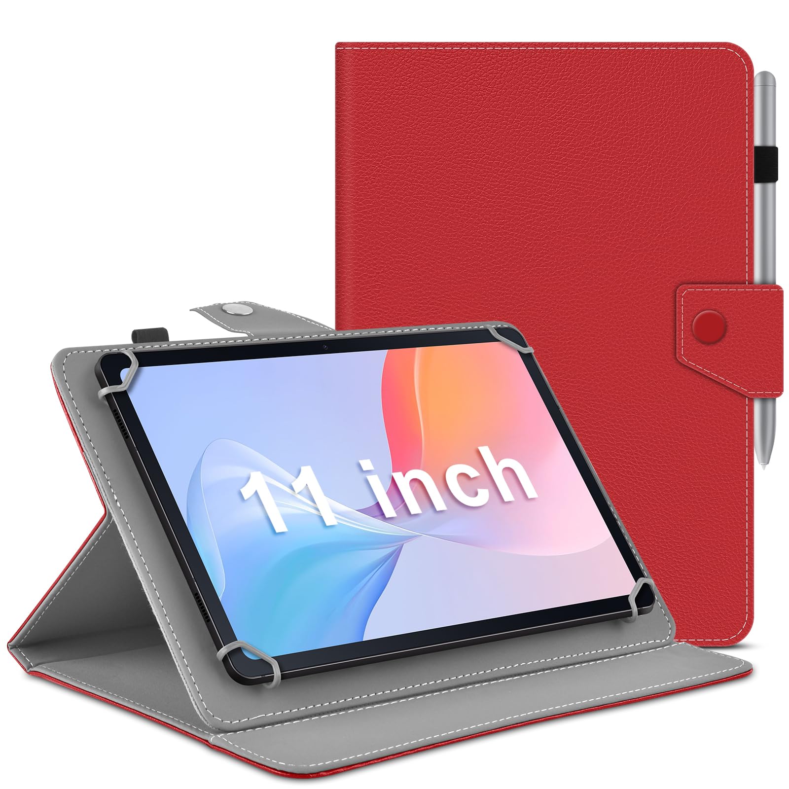 KATUMO Universal 11 Inch Tablet Case – Folio Leather Cover with Pen Holder