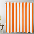 Jolof Store Orange and White Striped Shower Curtain | Waterproof Polyester