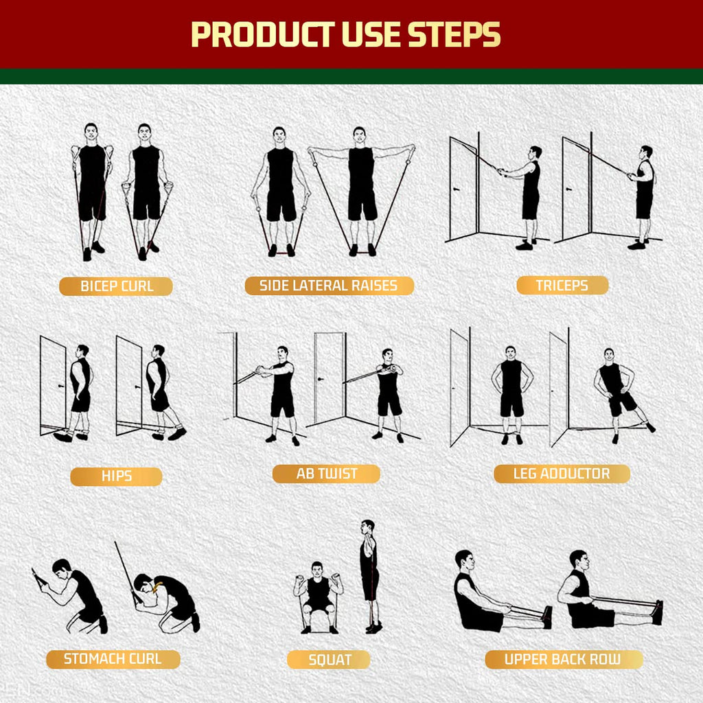VEICK Resistance Bands Set | 5-Piece Fitness Tubes with Handles - 150lbs