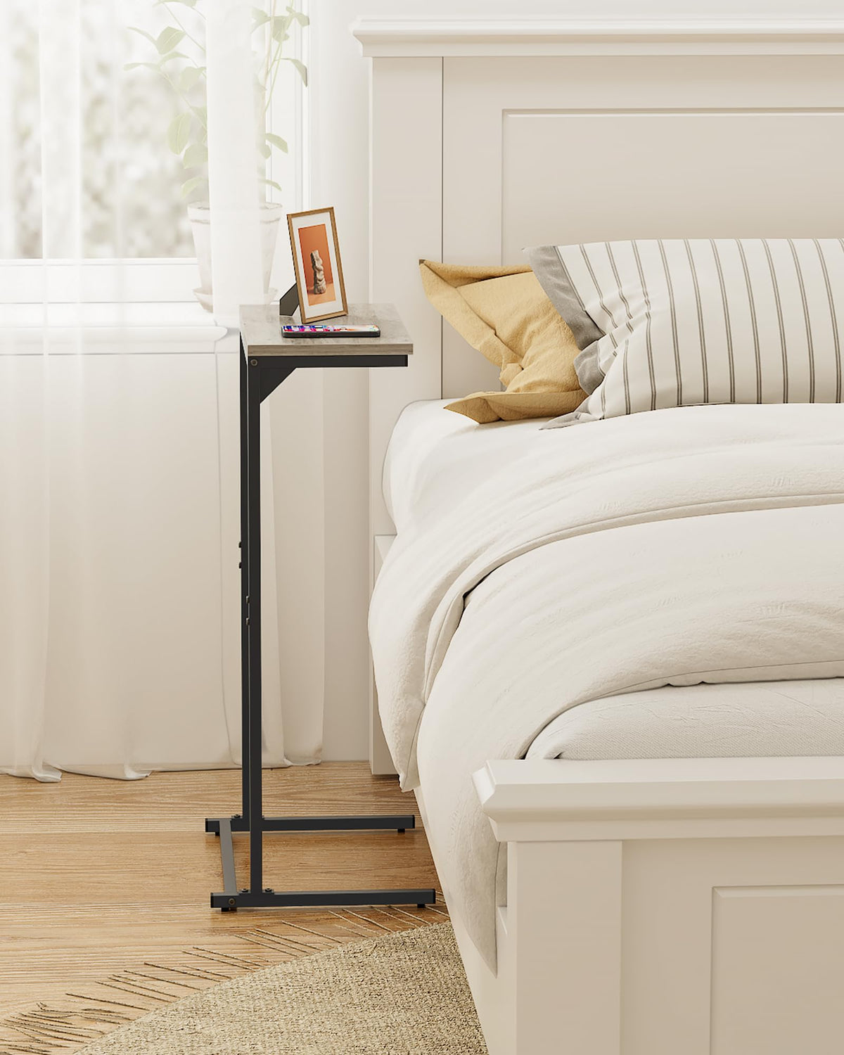 TUTOTAK C Shaped Side Table, Set of 2, Small End Table, 28.7 inch Tall Couch Sofa Table, Living Room, Bed Room, Greige V1TB01BG0712EU - image 3