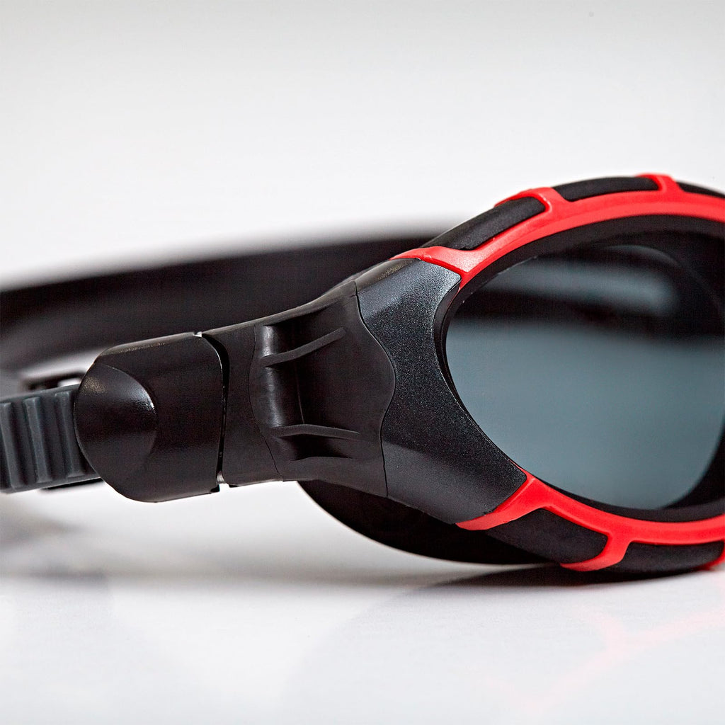 Zoggs Predator Flex Polarized Swim Goggles – UV Protection, Red/Black