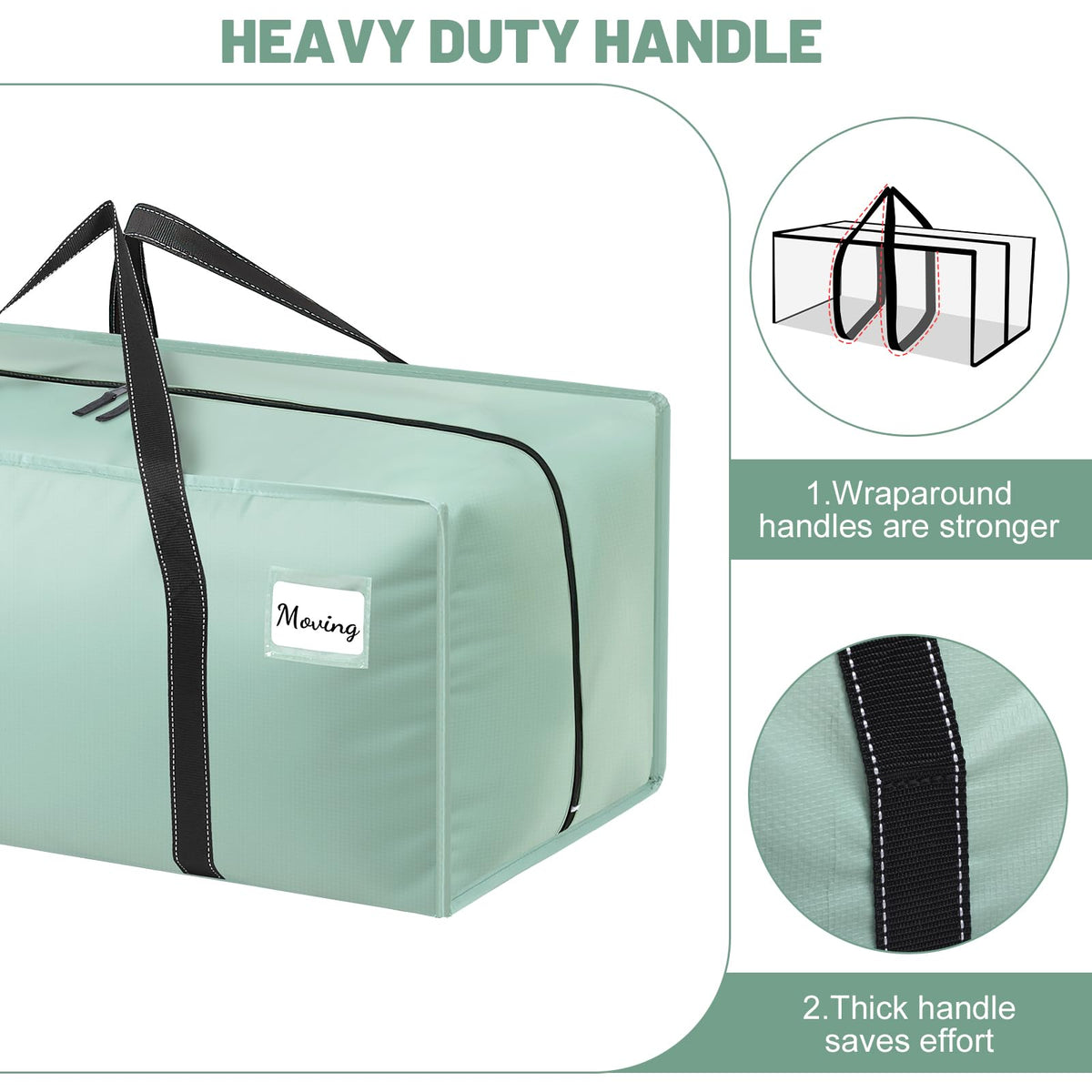 Dntorx 6 Pack 90L Moving Bags with Zips, Heavy Duty, Green - image 5