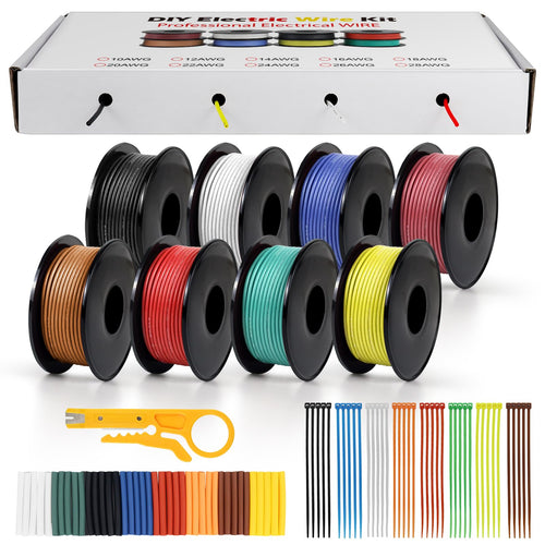 Jolof Store 18 AWG Silicone Electrical Wire Set - 8 Color Tinned Copper
