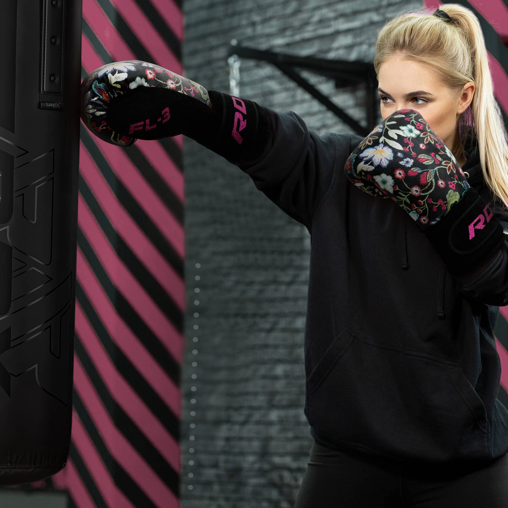 RDX Women Boxing Gloves | Flora Skin Leather Sparring & Muay Thai Mitts