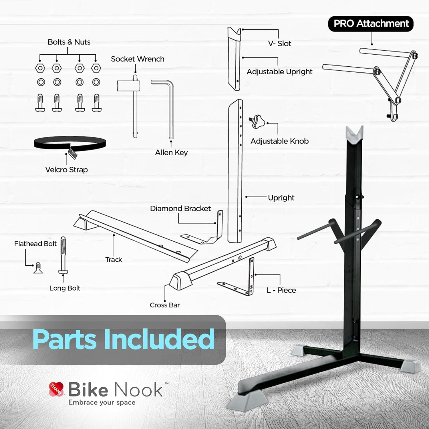 Bike Nook Vertical Bicycle Floor Stand – No-Drill Garage Storage Rack