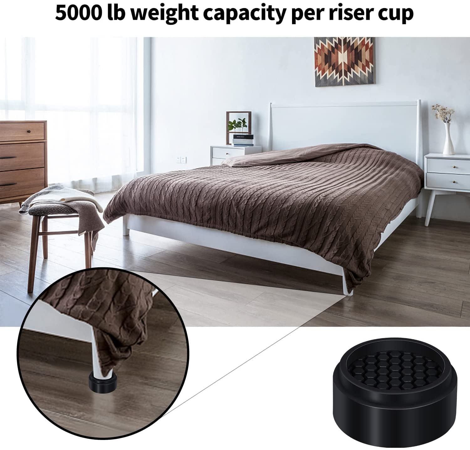 Ezprotekt 16-Pack Stackable Furniture Risers | Heavy Duty Rubber Bed Pads