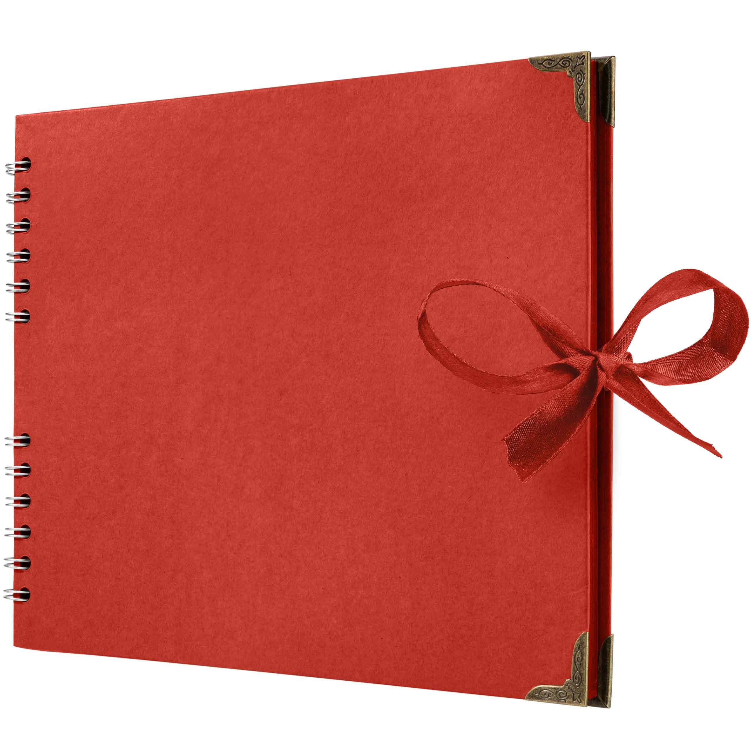 Jolof Store Square Scrapbook Photo Album – 50 Red Pages Hardcover