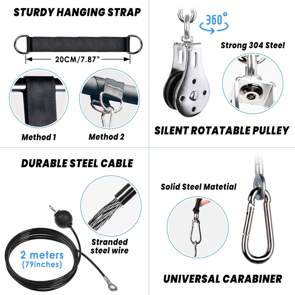 Lyndwin 3-in-1 Cable Pulley System Home Gym for Lat Pull Down & Triceps