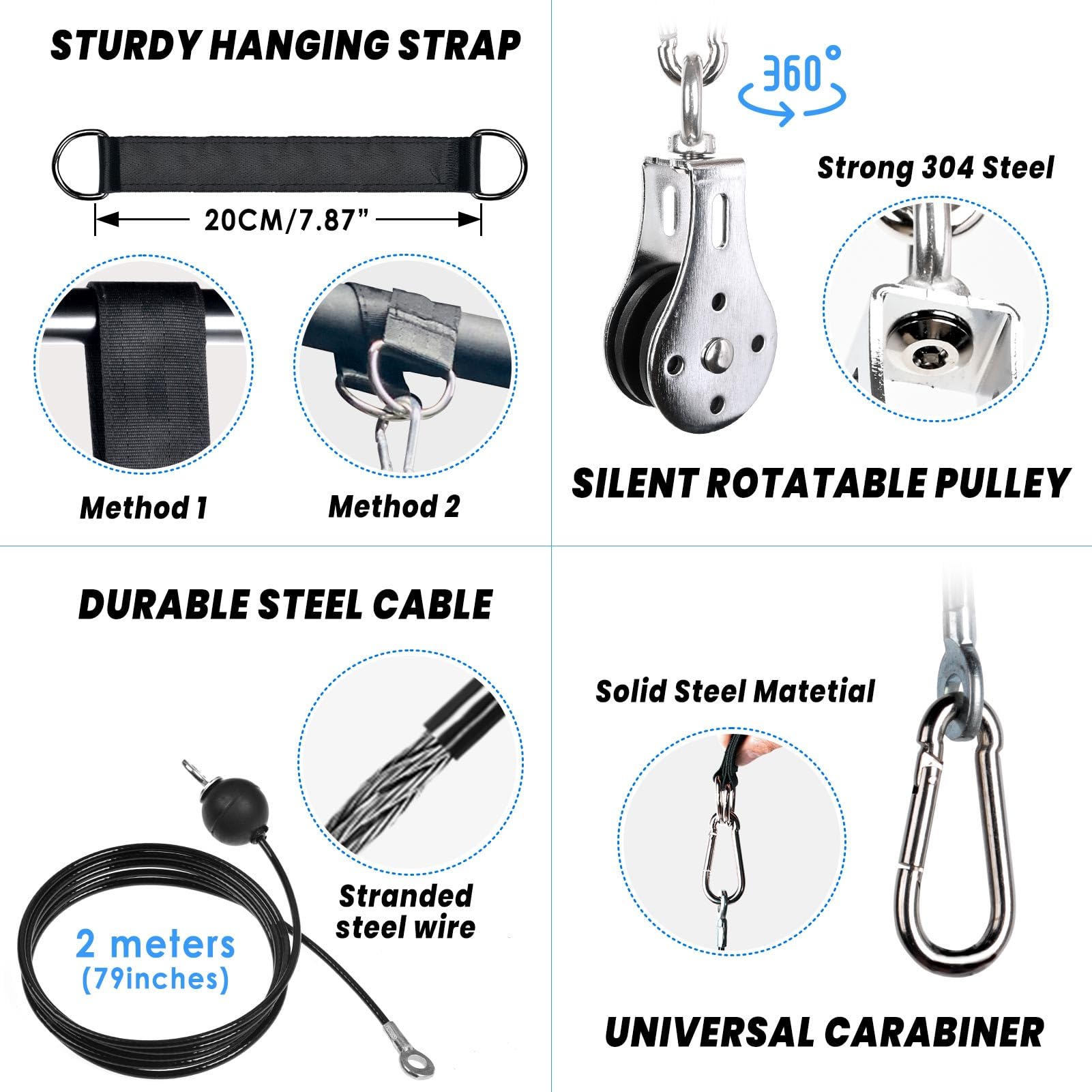 Lyndwin 3-in-1 Cable Pulley System Home Gym for Lat Pull Down & Triceps