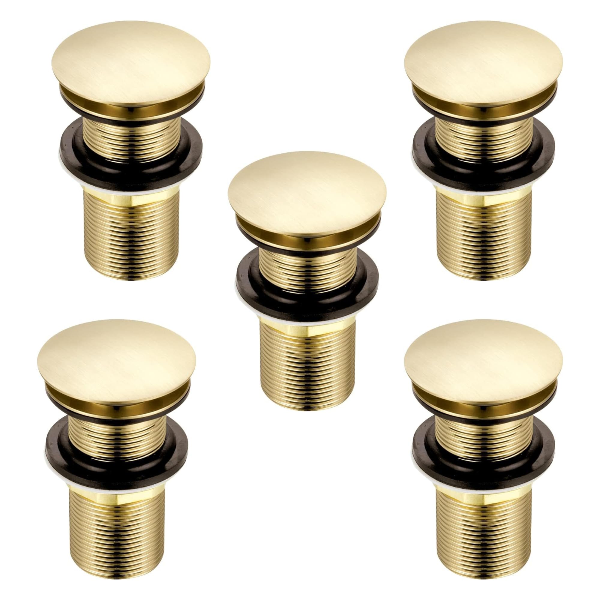 Xcel Home Brushed Gold Unslotted Basin Waste – 5 Pack Brass Sink Plug