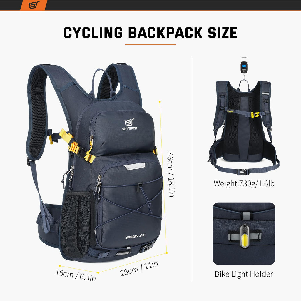 SKYSPER 20L Cycling Backpack | Lightweight Hiking & Biking Rucksack - Navy