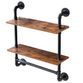 IBUYKE Industrial Pipe Floating Shelves | 2-Tier Rustic Wall Shelf