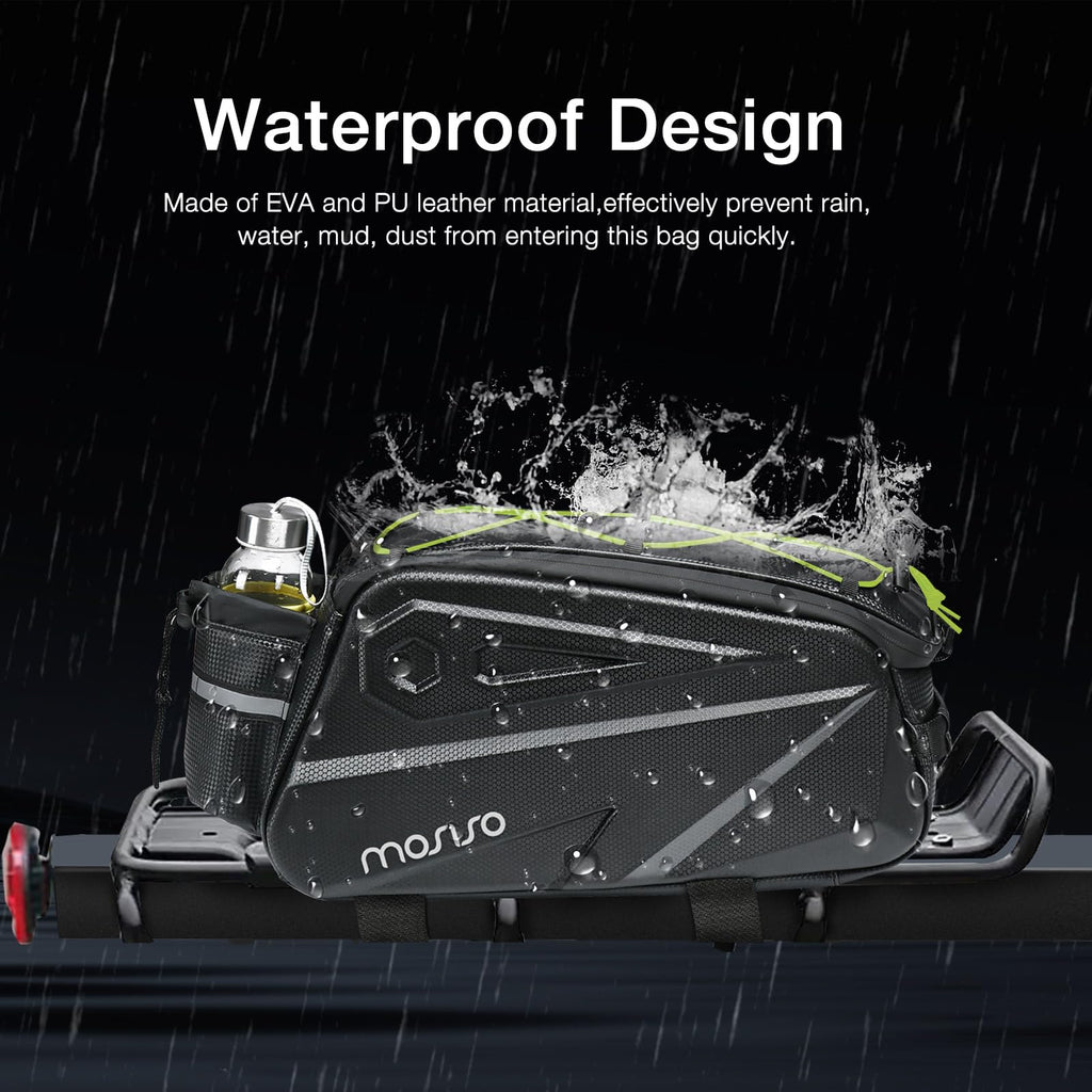 MOSISO 14L Waterproof Bike Rack Bag – EVA Rear Seat Trunk Pannier, Black