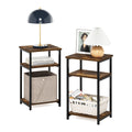 Furinno JUST Side Table Set of 2, 3-Tier Metal Frame End Table with Open Shelf, Night Stand, Bedside Table, for Living Room, Bedroom, Amber Pine - image 1