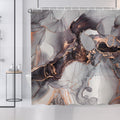 Jolof Store Marble Shower Curtain – Modern Black Gold Abstract Polyester