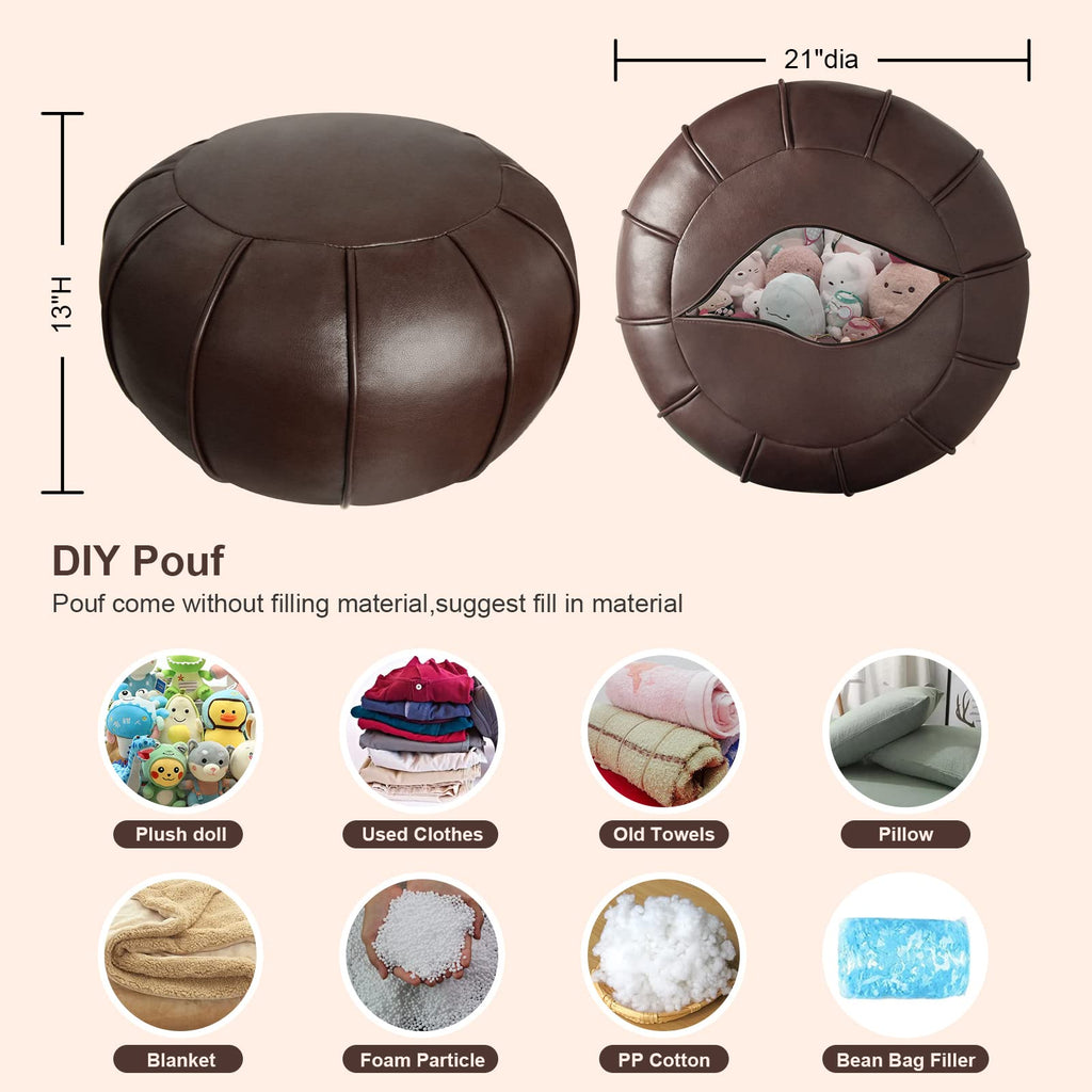 Louis Donné Premium Artisanal Leather Pouffe, Handmade Unstuffed Ottoman Pouf Cover, Footstool - image 4