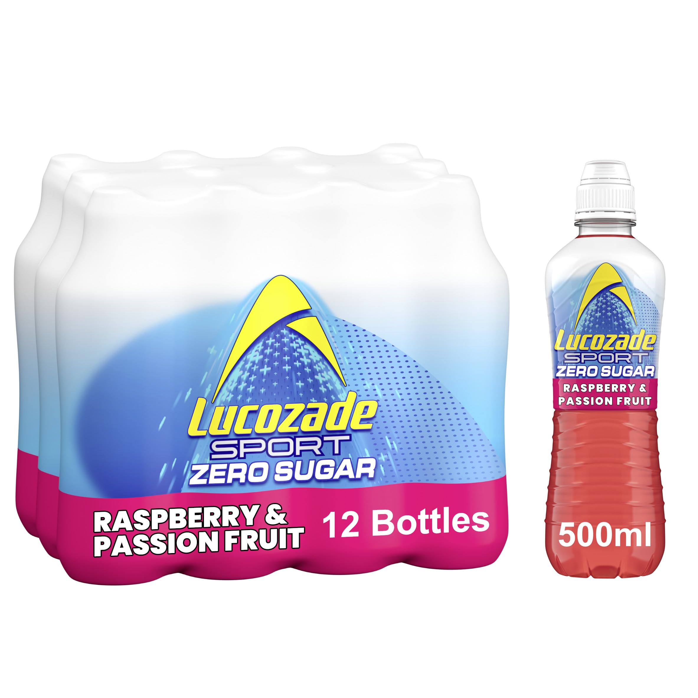 Lucozade Sport Zero Sugar Raspberry & Passionfruit Drink - 12x500ml