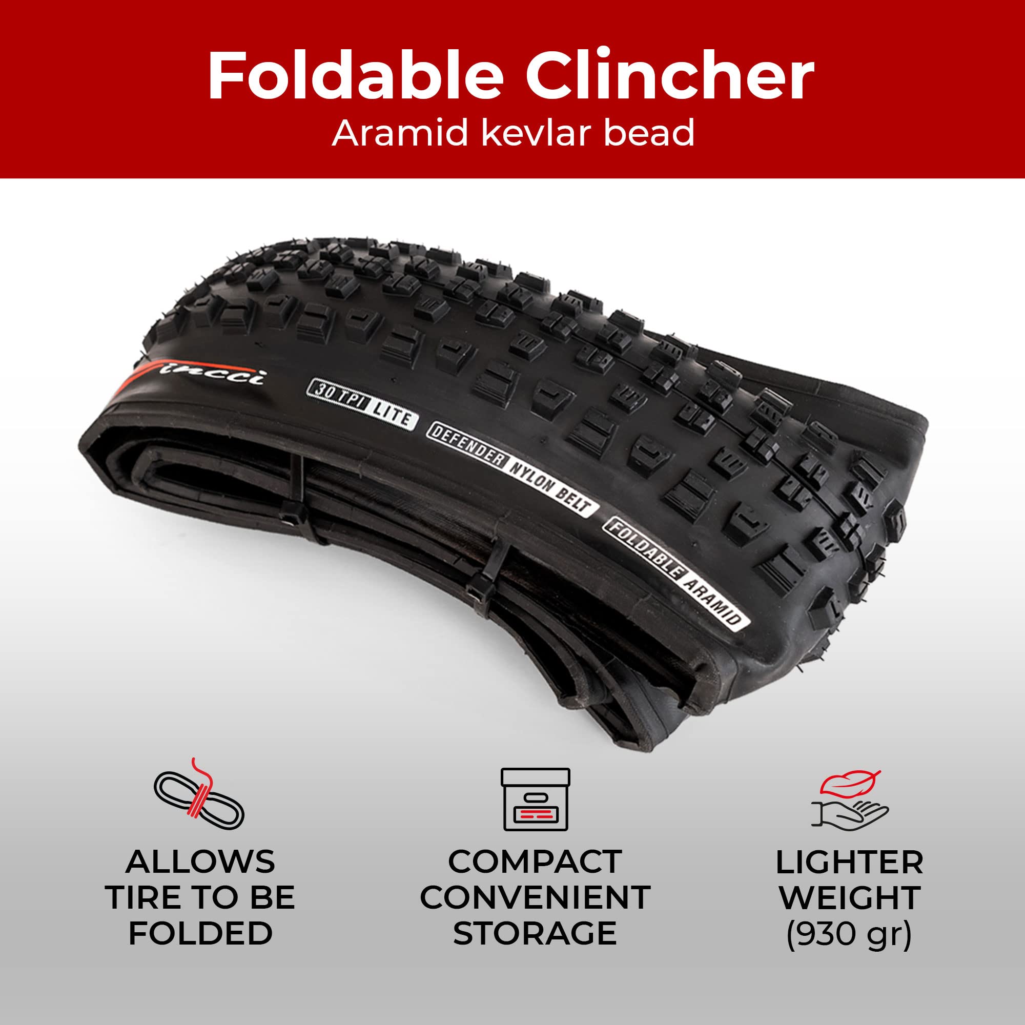 Fincci 27.5 x 2.35 MTB Tyres | Foldable Mountain Bike Tires - Pack of 2