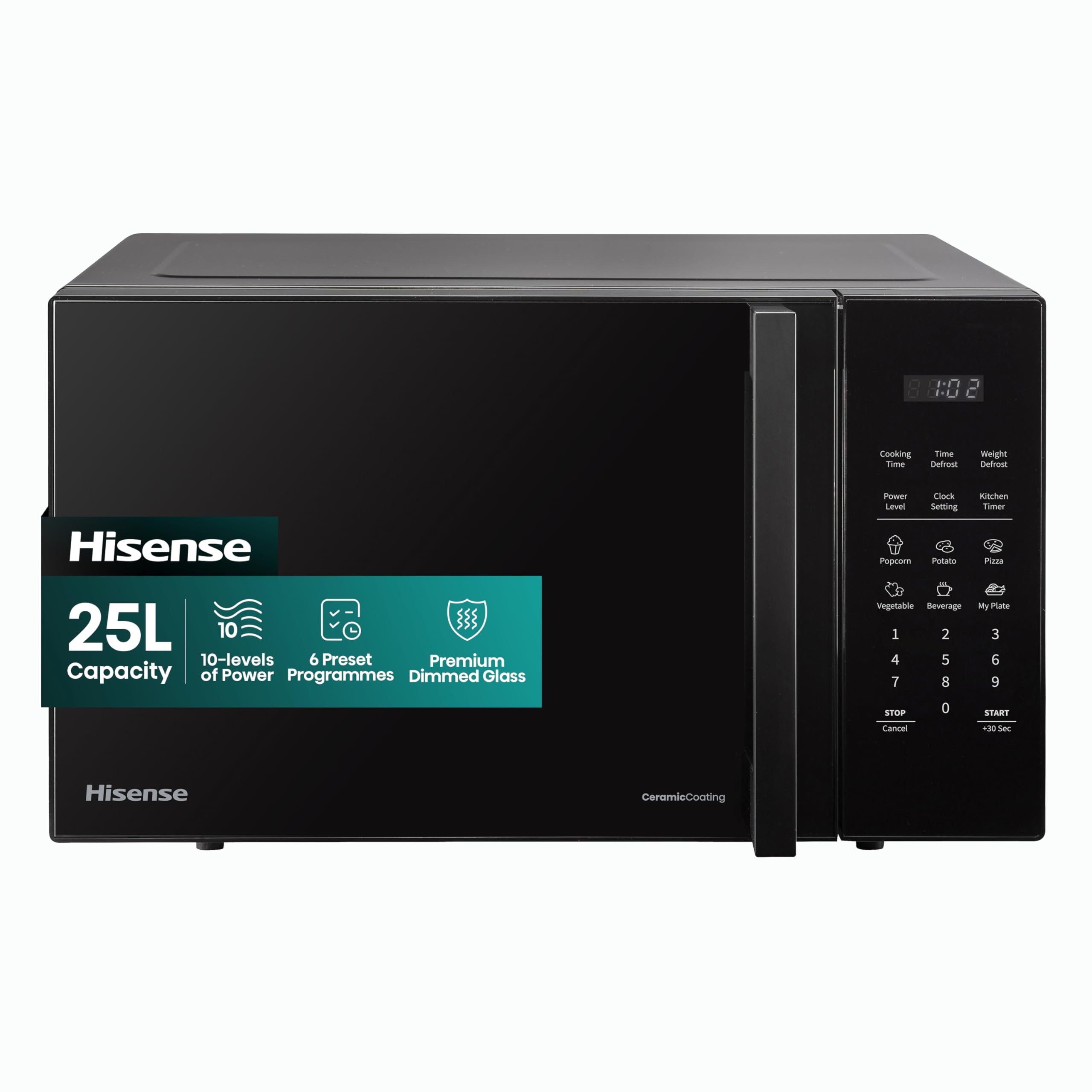 Hisense H25MOBS7HUK 25L Digital Microwave with Auto Defrost – Black