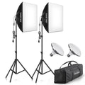 RALENO Softbox Lighting Kit | 2x 50W LED 5500K Studio Photography Lights
